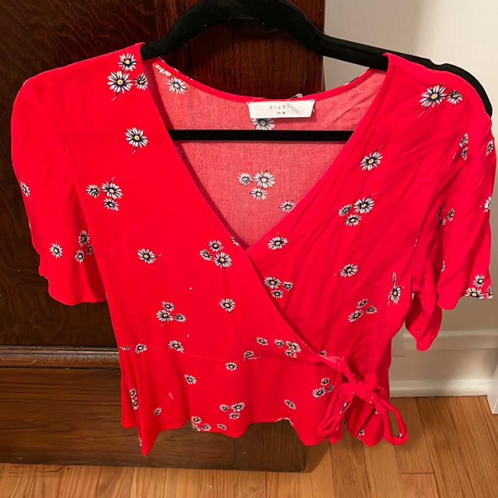 Elodie red floral shirt